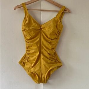 Vintage Yellow One Piece Swimsuit